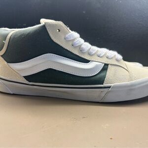 New w/o Box Men’s Vans Skool Knu Mid Fat Tongue Tan Suede Green Canvas Men 13